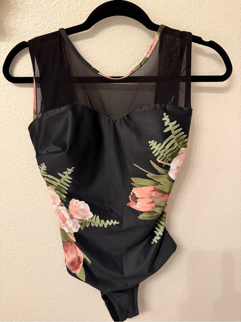Albion Black One-Piece Swimsuit with Pink Floral Print - Picture 4 of 6